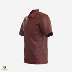Burgundy Leather Bowling Shirt