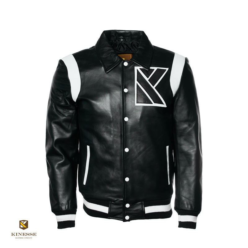 Kinesse Winter '22 Full Leather Varsity Jacket (Traditional Leather Collar)