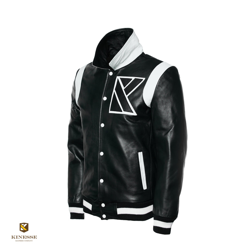 Kinesse Winter '22 Full Leather Varsity Jacket (Traditional Leather Collar)